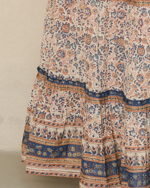 Cass Print Maxi Skirt Navy