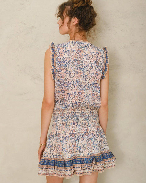 Cass Print Short Dress Navy