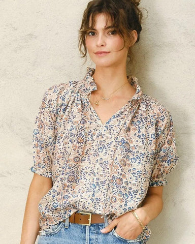 Cass Print Top Navy