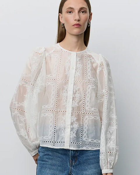 Cora Embroidered Shirt Off White