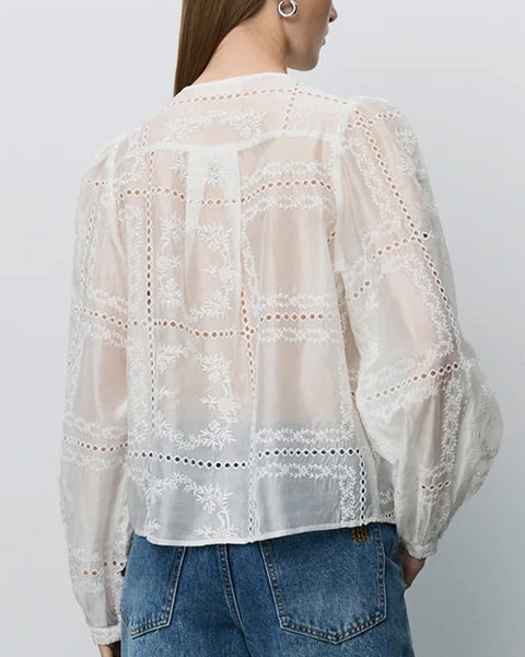 Cora Embroidered Shirt Off White