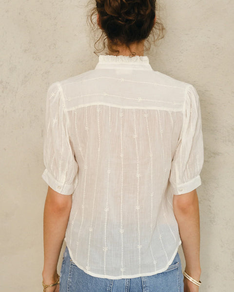 Dacy Embroidered Top Ecru