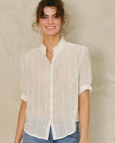 Dacy Embroidered Top Ecru