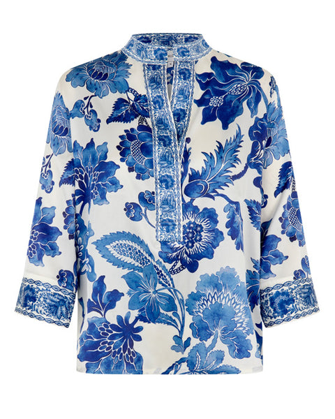 Danitta Silk Blouse Blossoming Blue