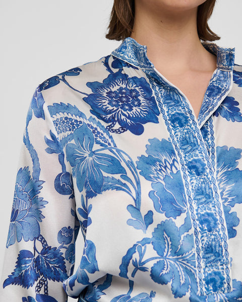 Danitta Silk Blouse Blossoming Blue