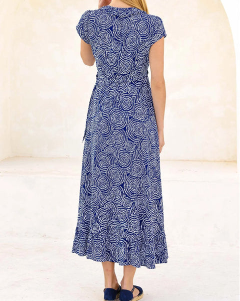 Demi EcoVero Wrap Dress White/Navy