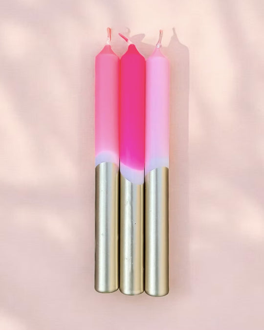 Dip Dye Neon Seashell Candle Trio