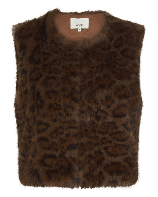 Edelweiss Faux Fur Gilet Chocolate Leopard