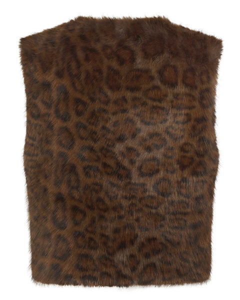 Edelweiss Faux Fur Gilet Chocolate Leopard