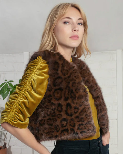 Edelweiss Faux Fur Gilet Chocolate Leopard