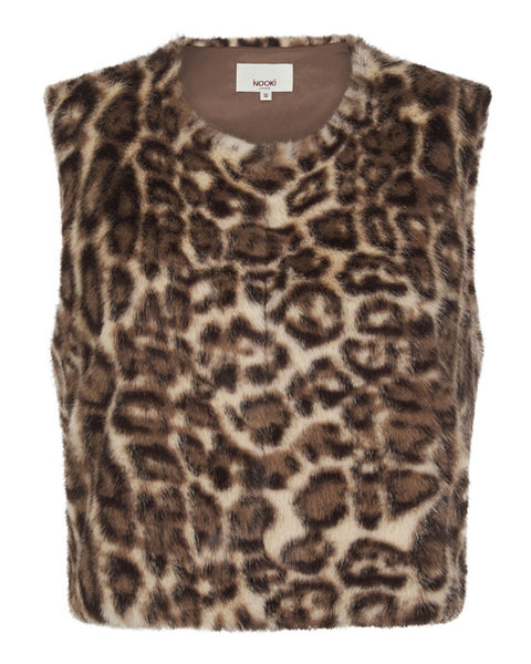 Edelweiss Faux Fur Gilet Natural Leopard