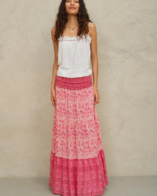 Esti Print Maxi Skirt Pink