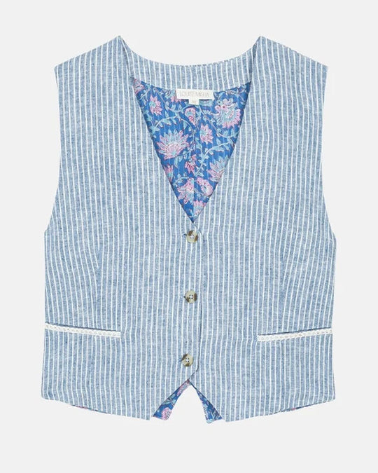 Franckie Waistcoat Blue Onda Stripes