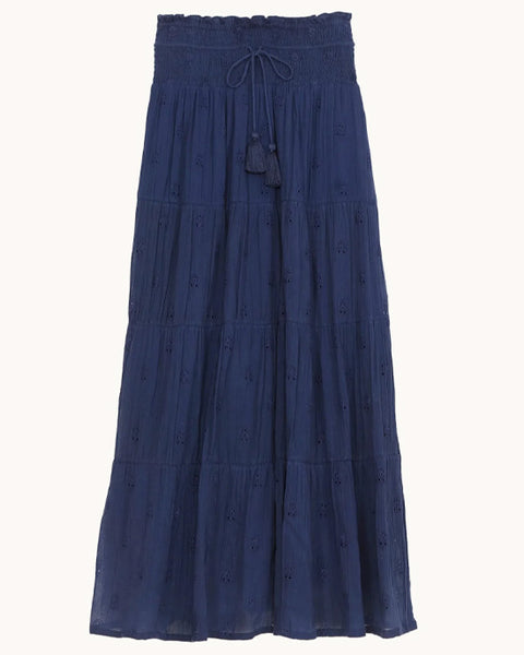 Frani Embroidered Maxi Skirt Indigo - shopatstocks