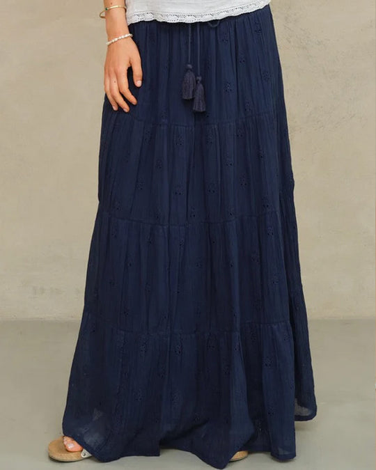 Frani Embroidered Maxi Skirt Indigo