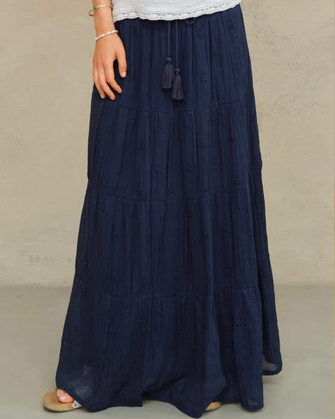 Frani Embroidered Maxi Skirt Indigo - shopatstocks