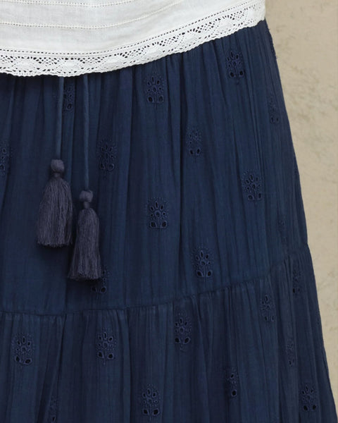 Frani Embroidered Maxi Skirt Indigo - shopatstocks