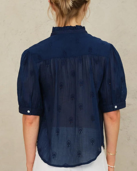 Frani Embroidered Top Indigo - shopatstocks