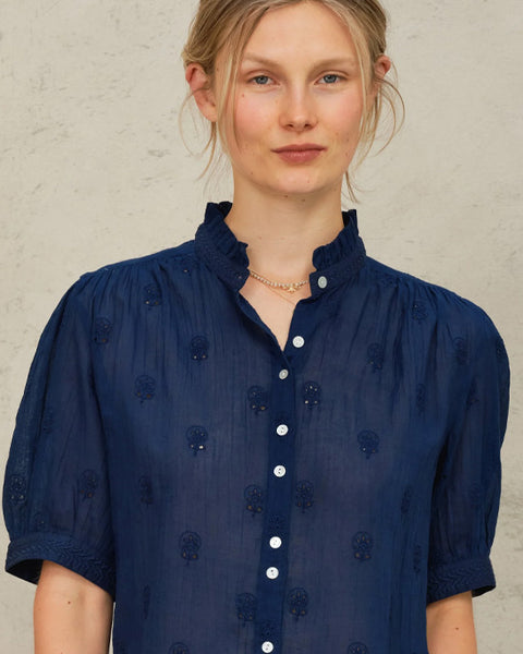 Frani Embroidered Top Indigo - shopatstocks