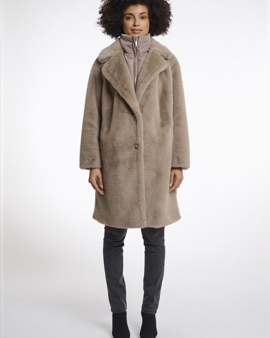 Geesje Faux Fur Coat Toffee