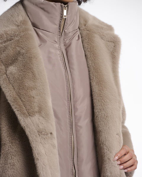 Geesje Faux Fur Coat Toffee