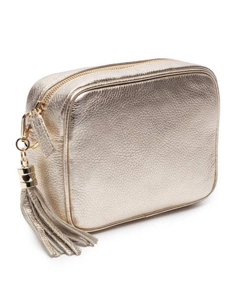 Crossbody Handbag Gold w Designer Strap