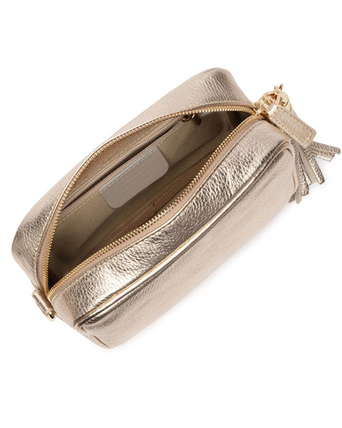 Crossbody Handbag Gold w Designer Strap