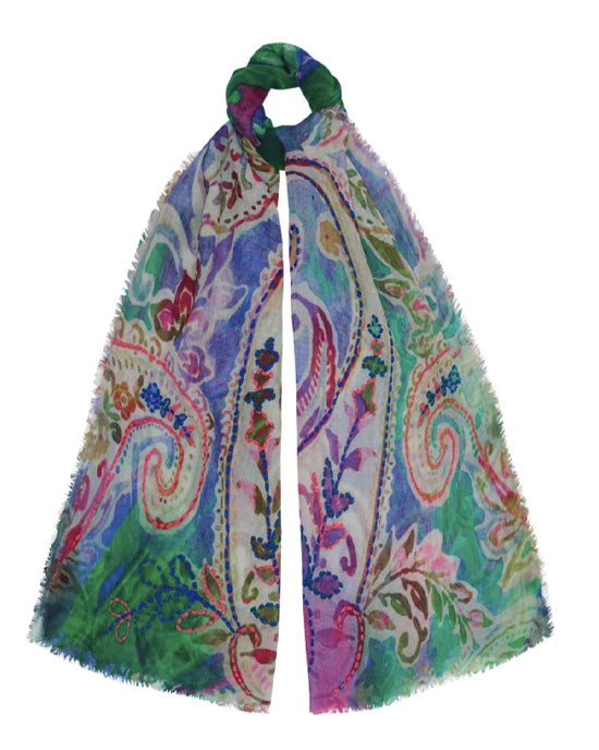 Amara embroidered wool scarf