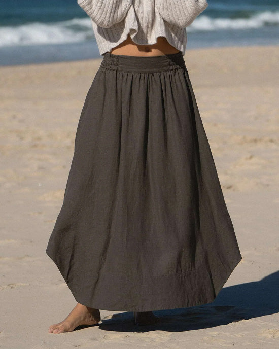Hannah Linen Skirt Khaki - shopatstocks