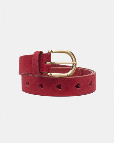 Cut It Out Heart Belt Cerise red