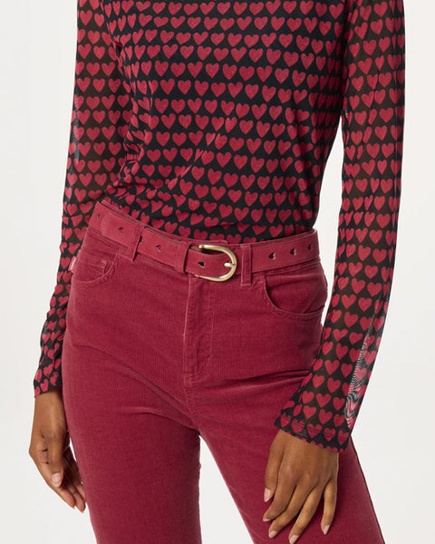 Cut It Out Heart Belt Cerise red