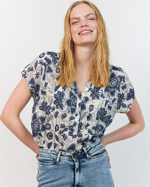 Heather Top SS Blue - shopatstocks