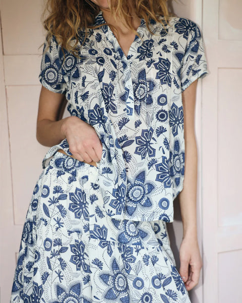 Heather Top SS Blue - shopatstocks
