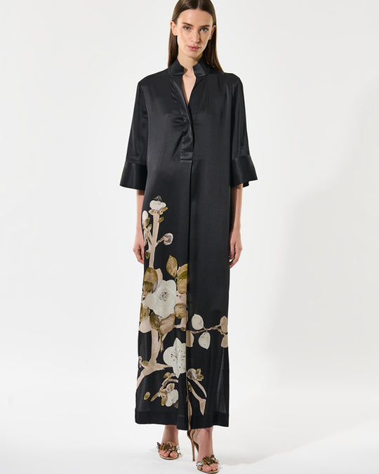 Helga Silk Dress Lotus Black