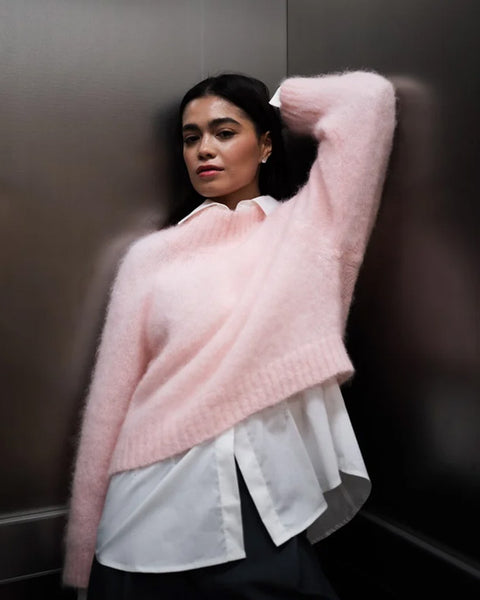 Hina Mock Neck Sweater Baby Pink