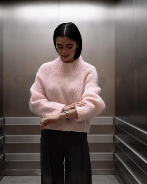 Hina Mock Neck Sweater Baby Pink