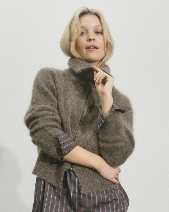 Hulda Knit Zip Cardigan Bracken