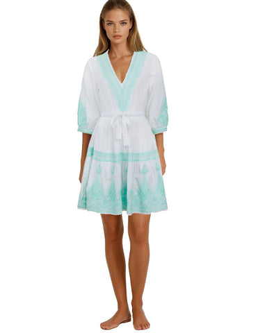Isabella Dress White/Aqua