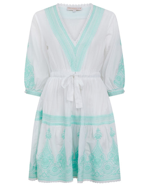 Isabella Dress White/Aqua