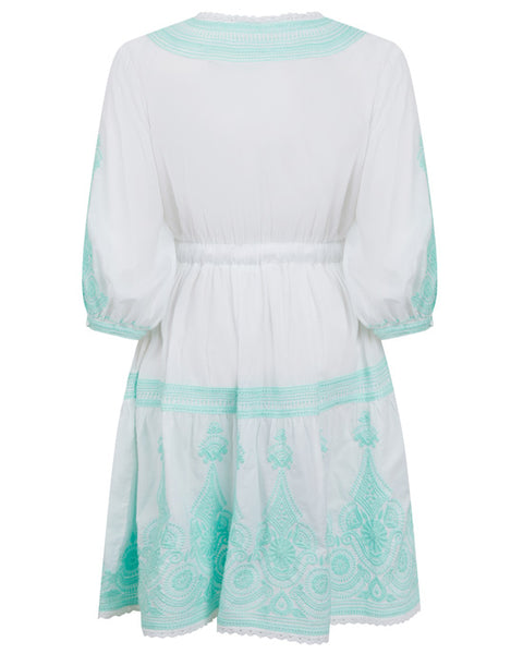 Isabella Dress White/Aqua
