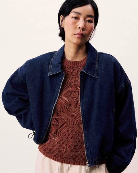 Itacare Bomber Jacket Blue Denim - shopatstocks