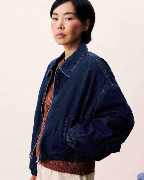 Itacare Bomber Jacket Blue Denim - shopatstocks
