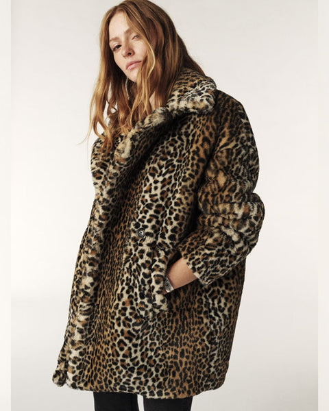 Jade Faux Fur Coat Leopard