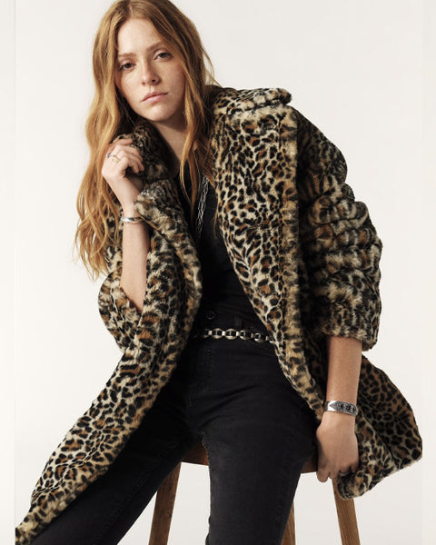 Jade Faux Fur Coat Leopard