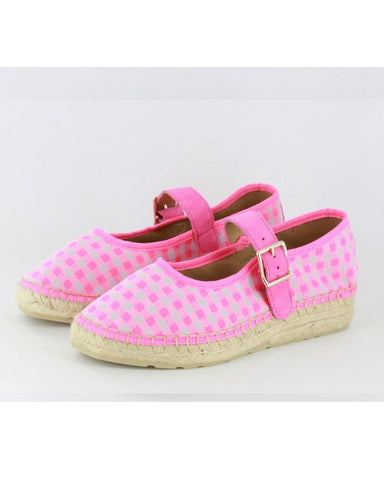 Fuchsia Gingham Ballerina Espadrilles