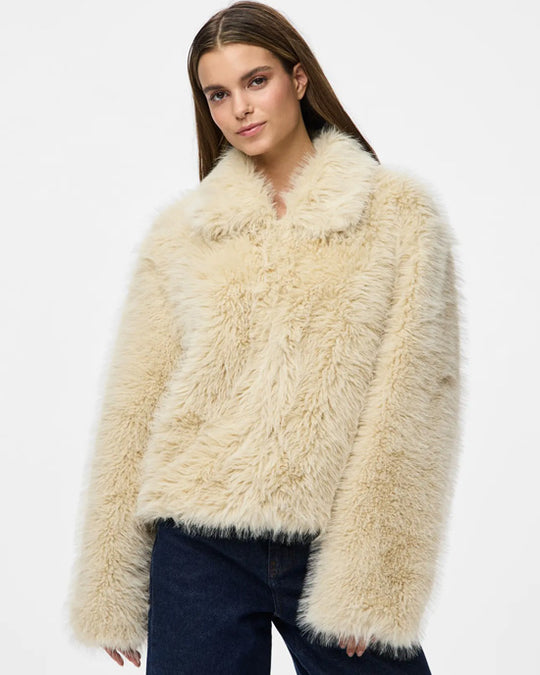 Jilla Short Faux Fur Jacket Birch