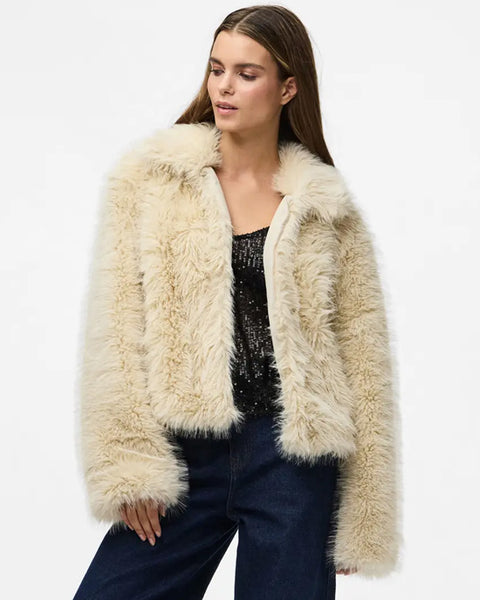 Jilla Short Faux Fur Jacket Birch