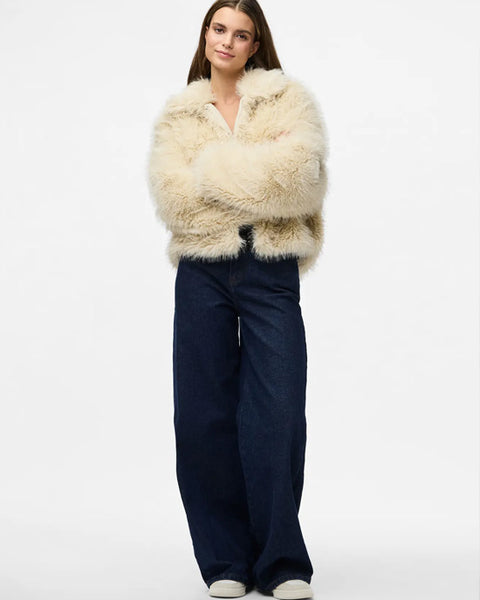 Jilla Short Faux Fur Jacket Birch