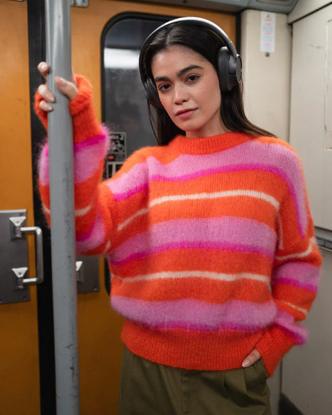 Kale Striped Sweater Fire