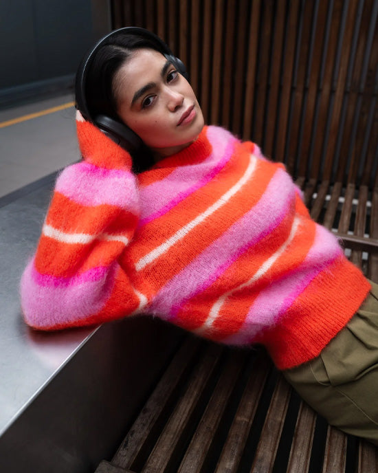 Kale Striped Sweater Fire